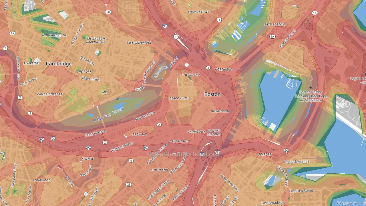 02108, MA Map of Noise Levels in 02108
