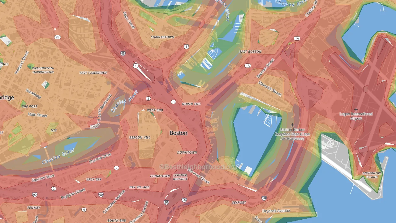 02109, MA Map of Noise Levels in 02109