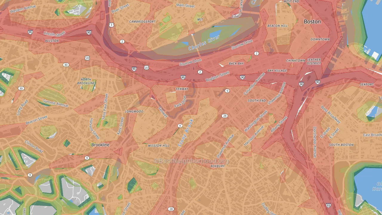 02115, MA Map of Noise Levels in 02115