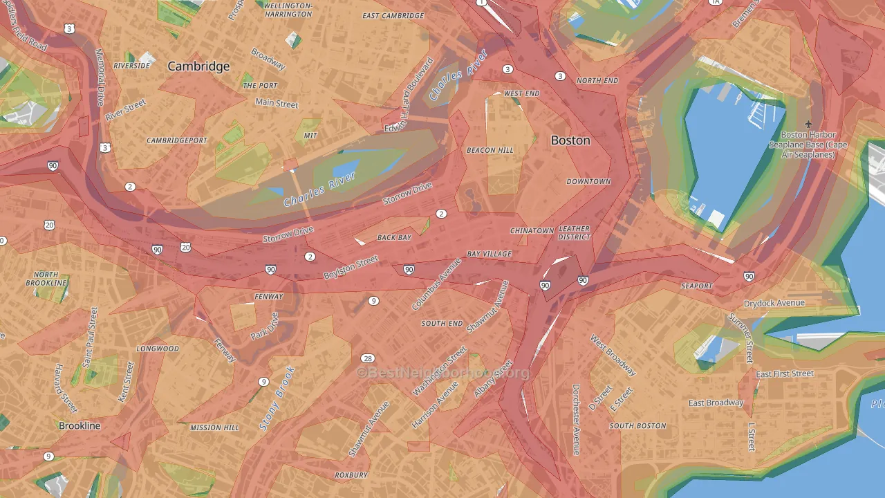 02116, MA Map of Noise Levels in 02116