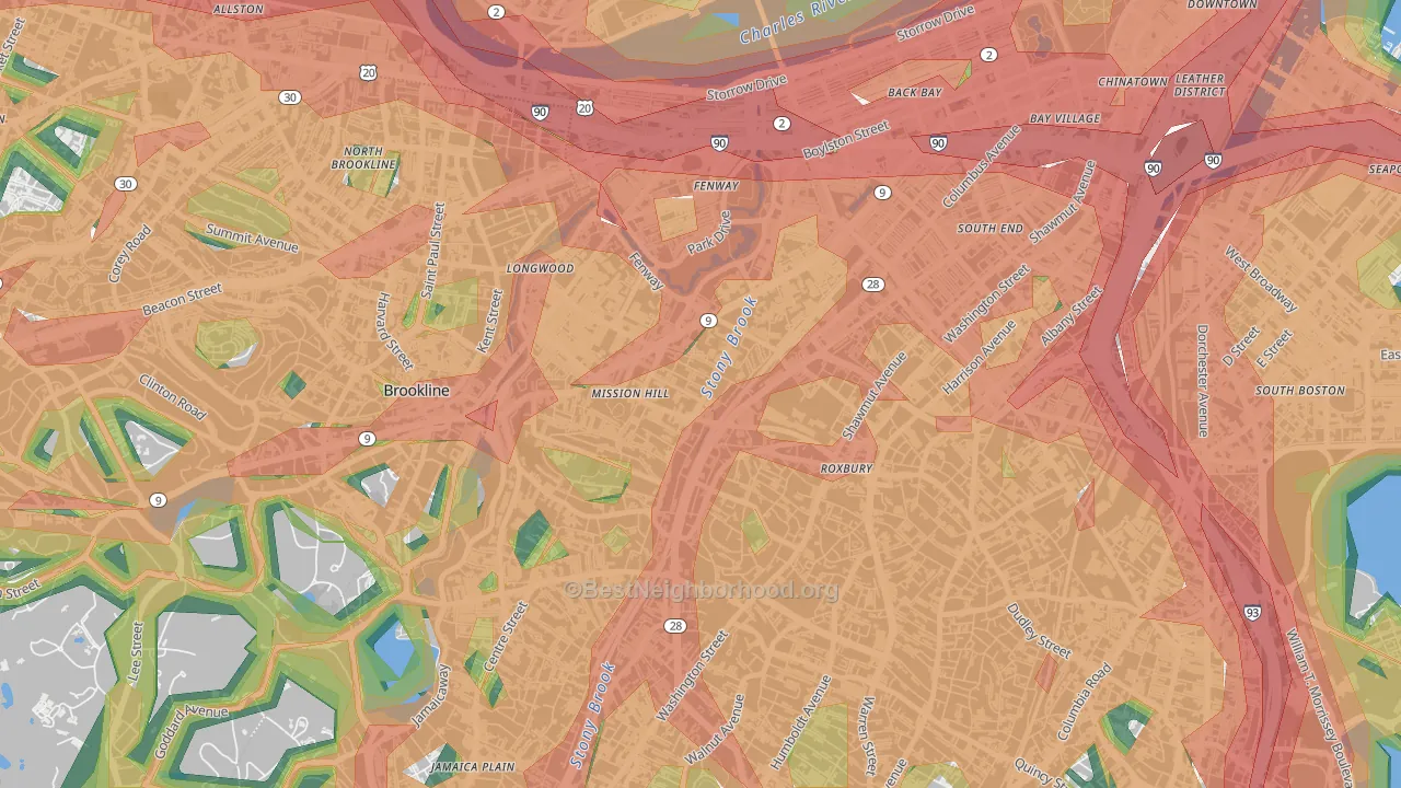 02120, MA Map of Noise Levels in 02120