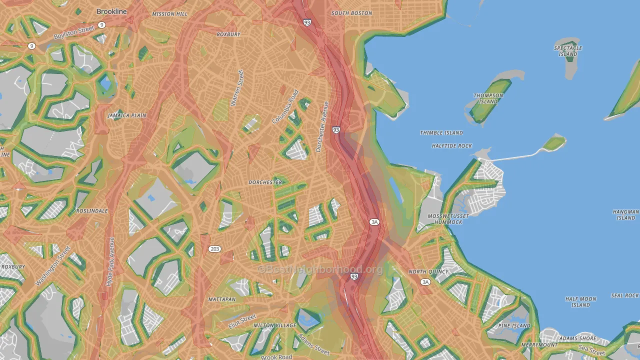 02122, MA Map of Noise Levels in 02122