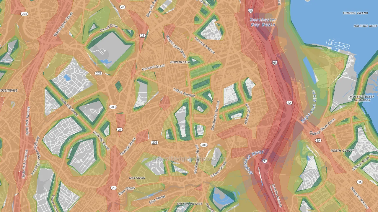 02124, MA Map of Noise Levels in 02124