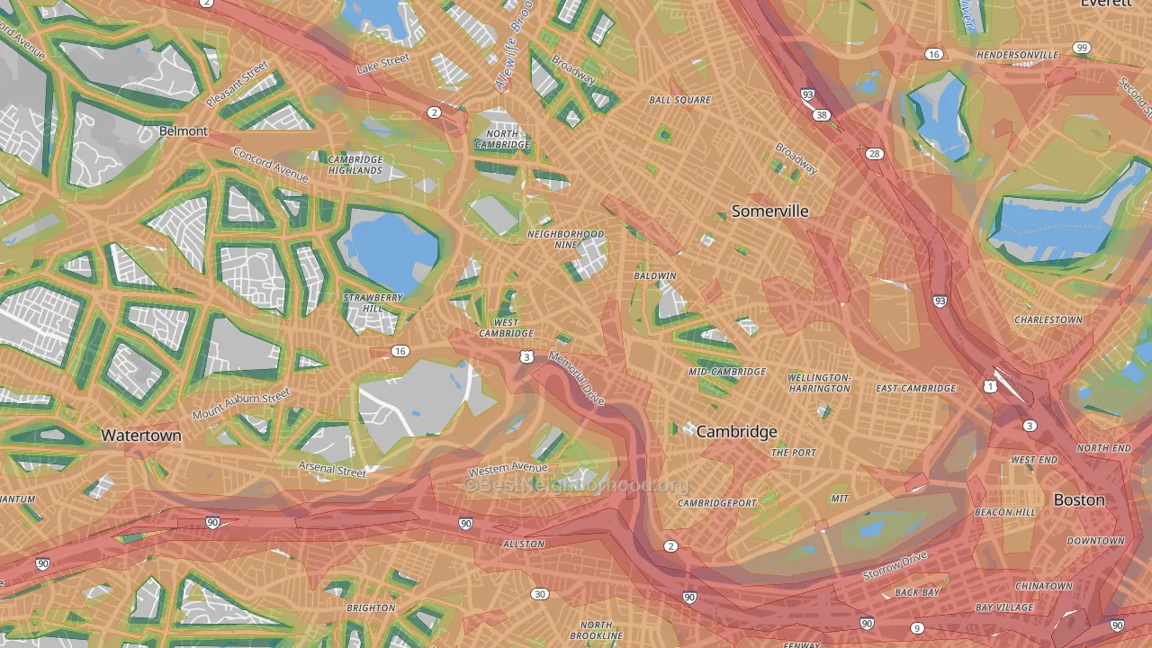 02138, MA Map of Noise Levels in 02138