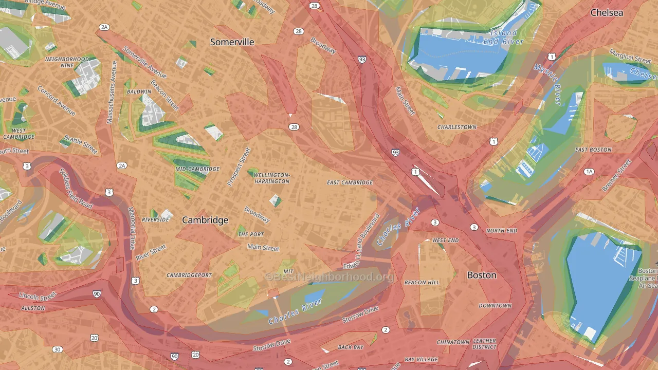 02141, MA Map of Noise Levels in 02141