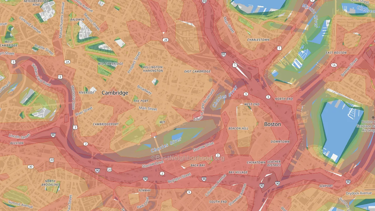 02142, MA Map of Noise Levels in 02142