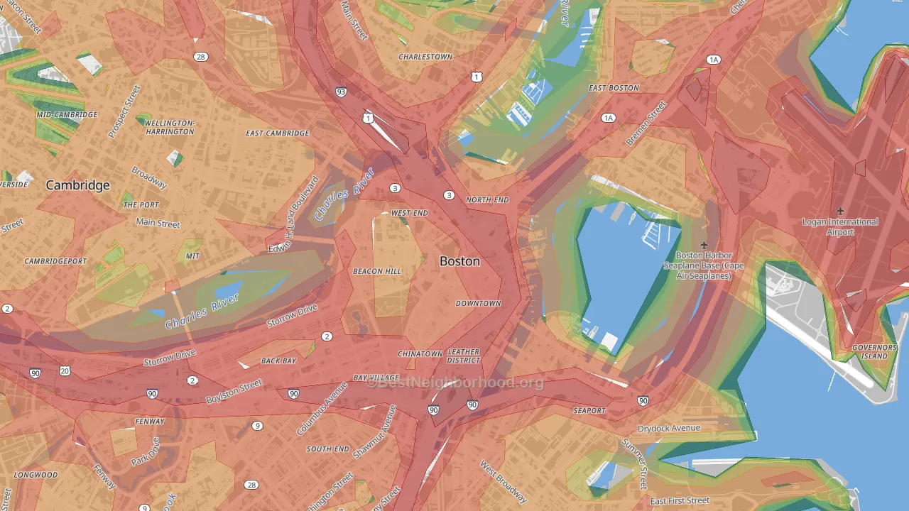 02201, MA Map of Noise Levels in 02201