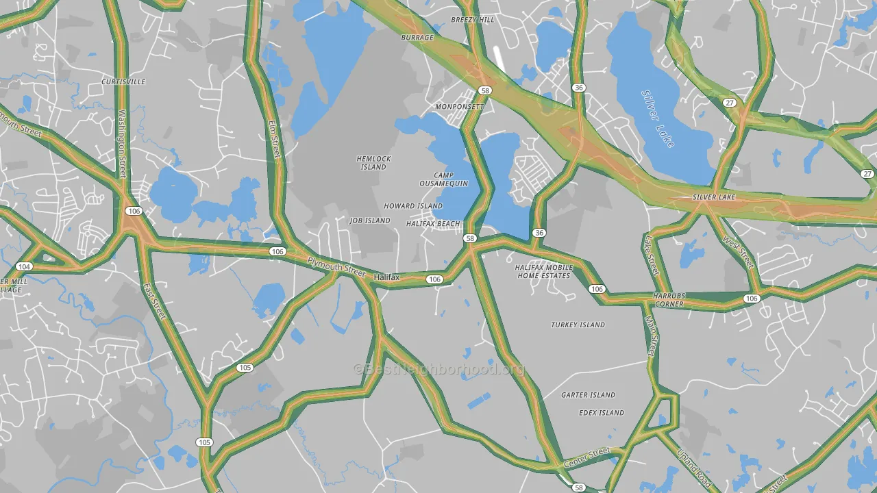 02338, MA Map of Noise Levels in 02338