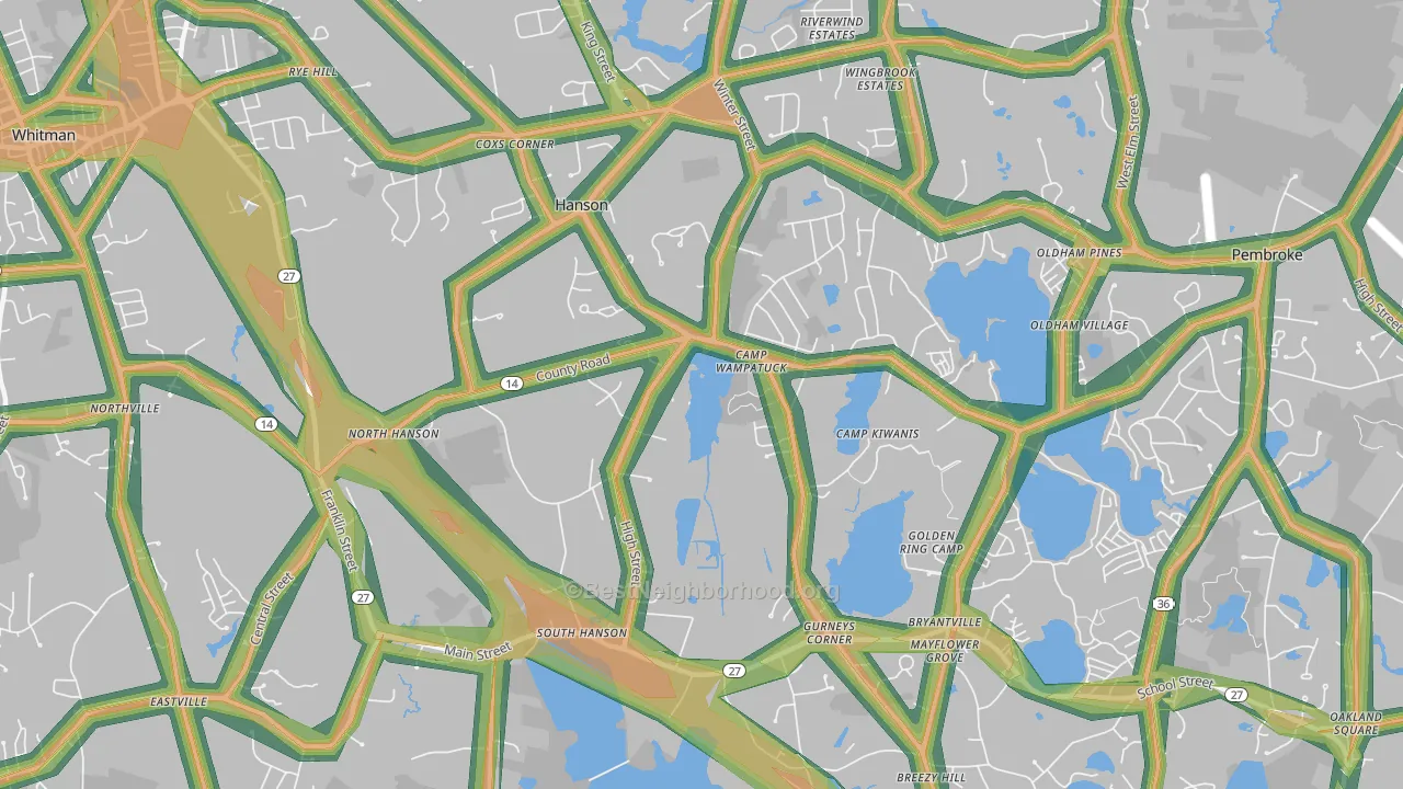 02341, MA Map of Noise Levels in 02341