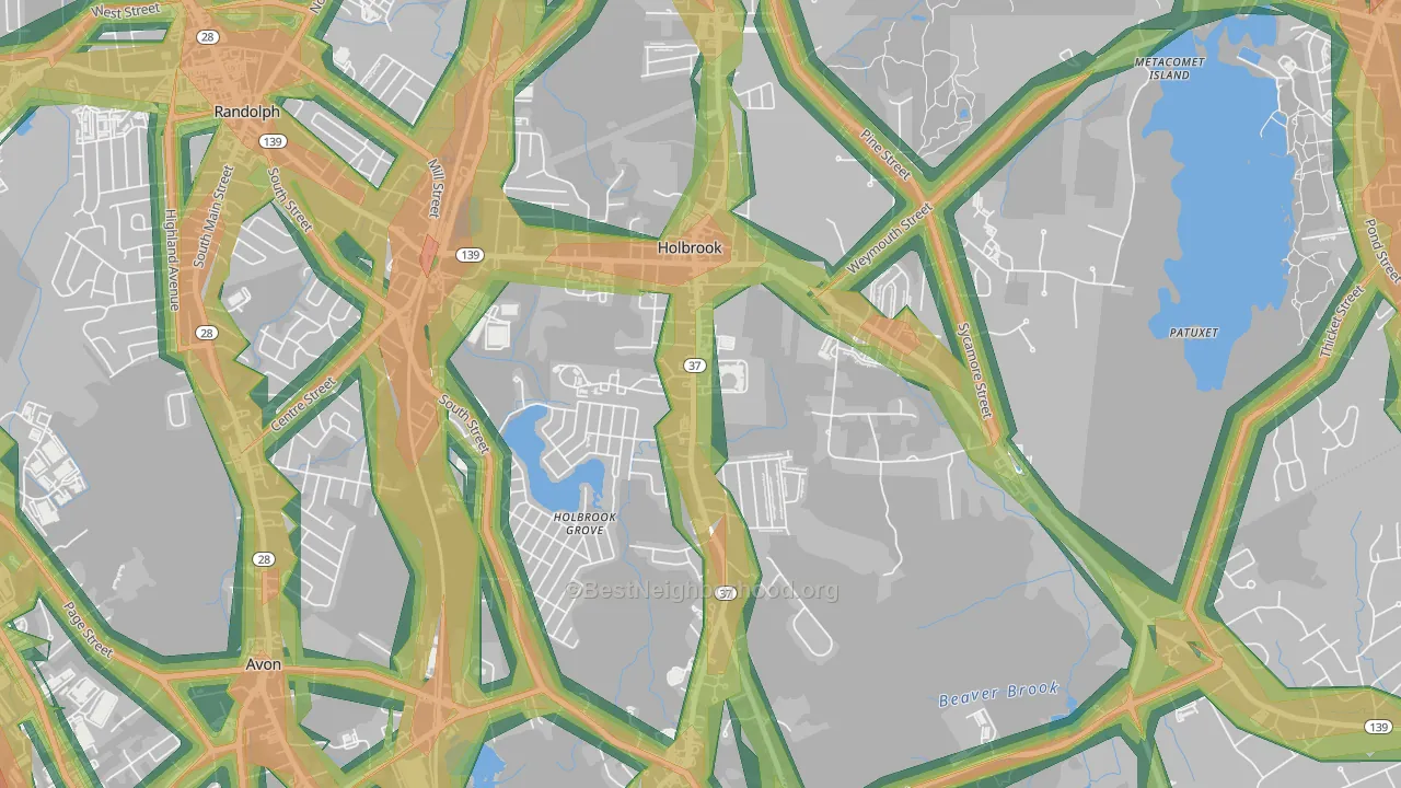 02343, MA Map of Noise Levels in 02343