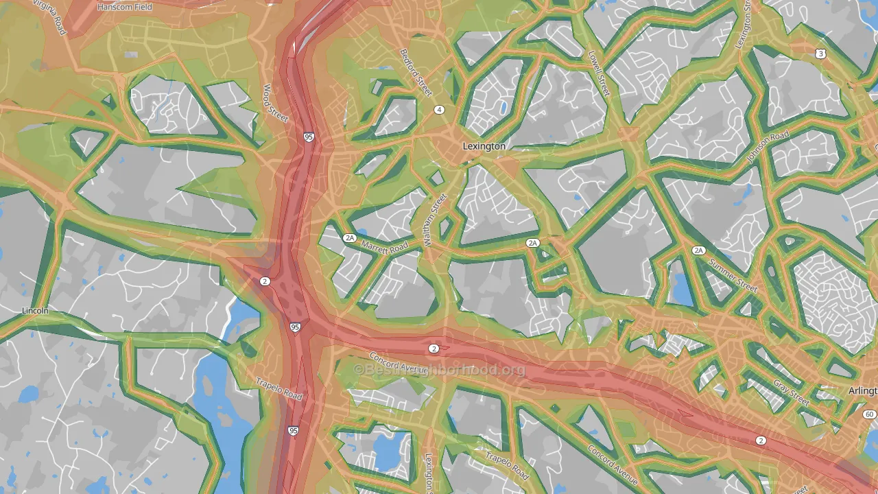 02421, MA Map of Noise Levels in 02421
