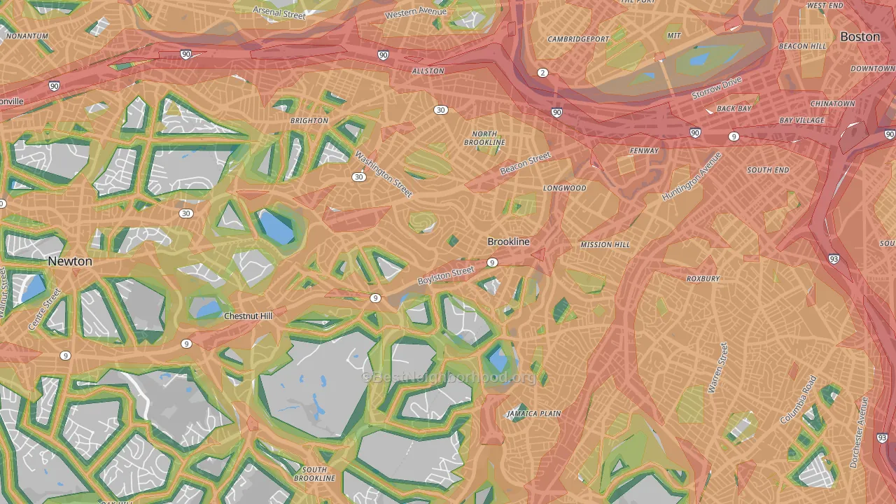 02445, MA Map of Noise Levels in 02445