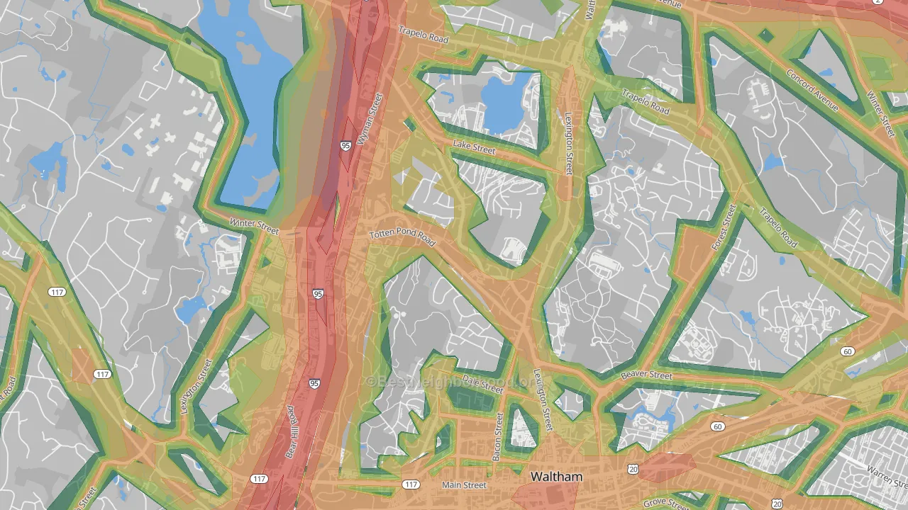 02451, MA Map of Noise Levels in 02451
