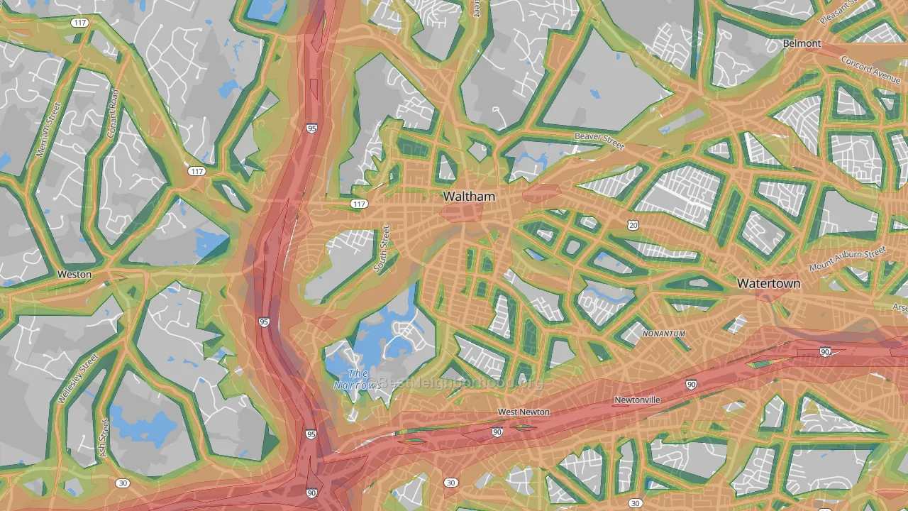 02453, MA Map of Noise Levels in 02453
