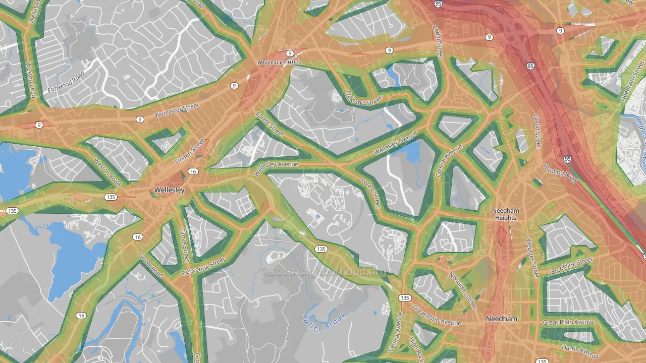 02457, MA Map of Noise Levels in 02457