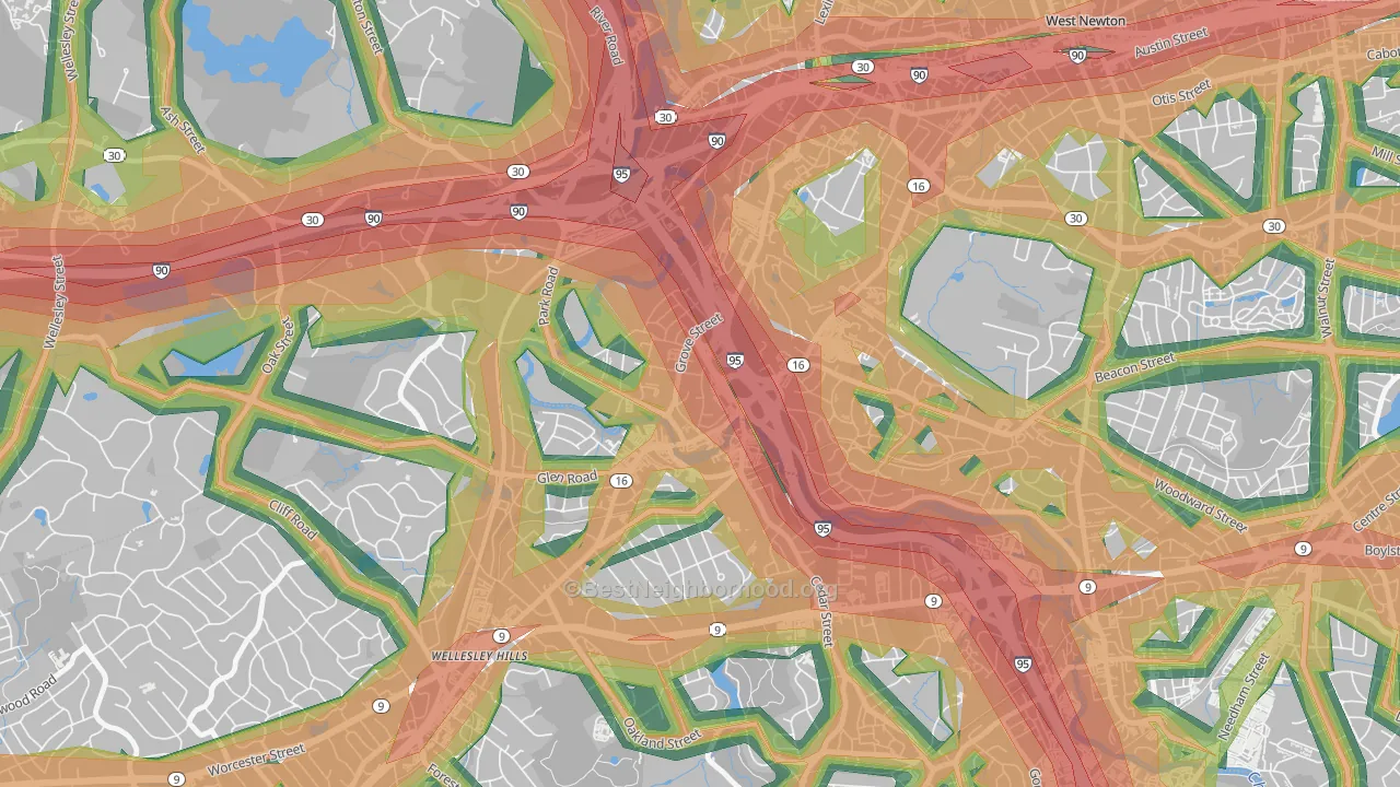 02462, MA Map of Noise Levels in 02462