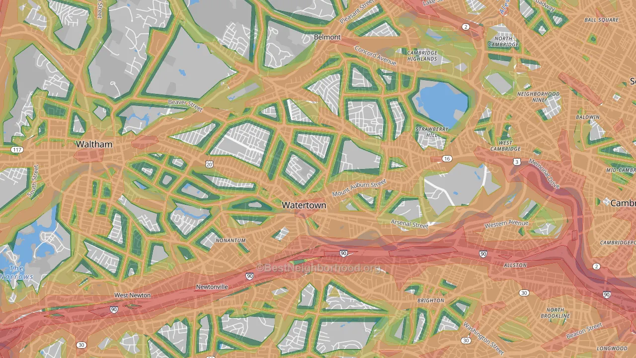 02472, MA Map of Noise Levels in 02472