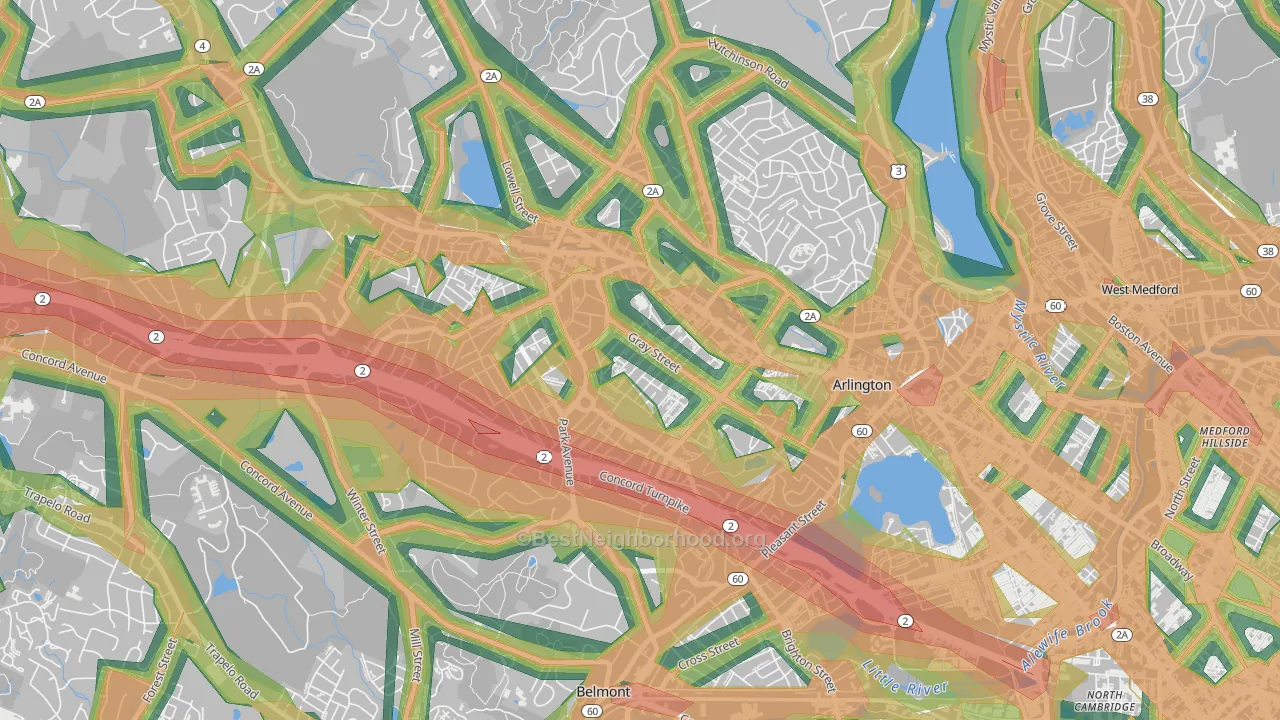 02476, MA Map of Noise Levels in 02476