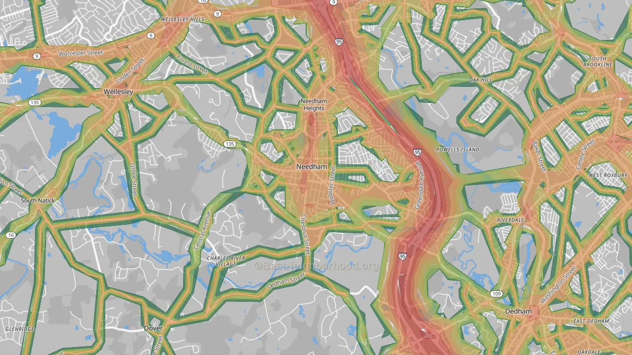 02492, MA Map of Noise Levels in 02492