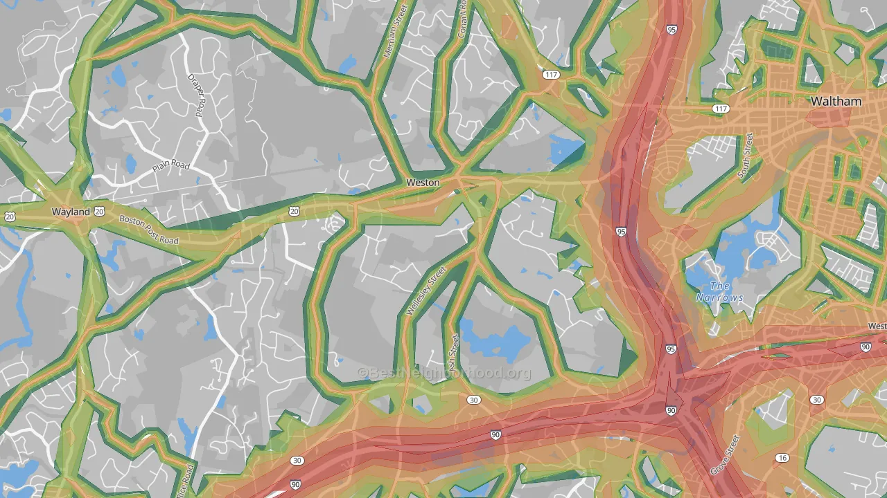 02493, MA Map of Noise Levels in 02493