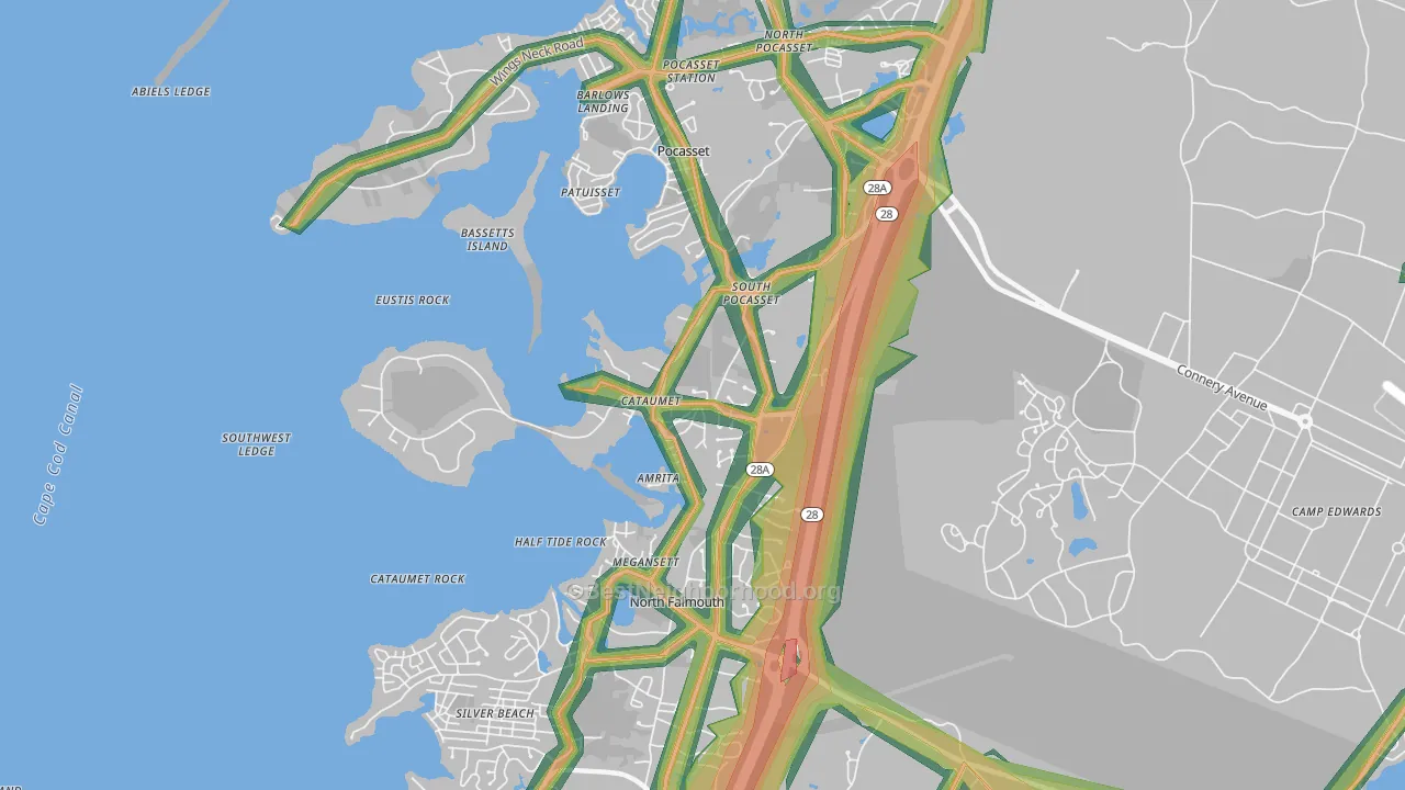 02534, MA Map of Noise Levels in 02534