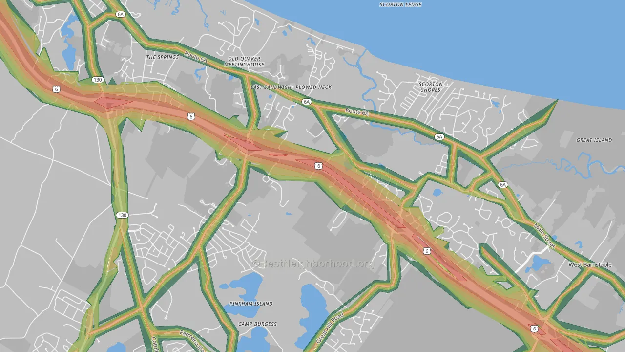 02537, MA Map of Noise Levels in 02537
