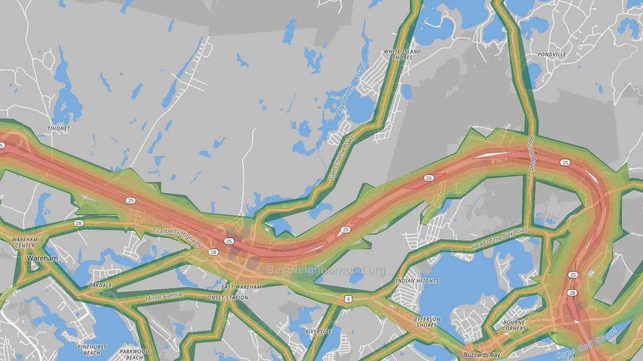 02538, MA Map of Noise Levels in 02538