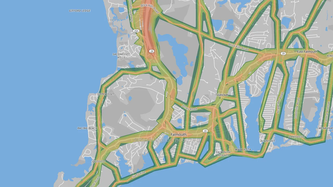 02540, MA Map of Noise Levels in 02540