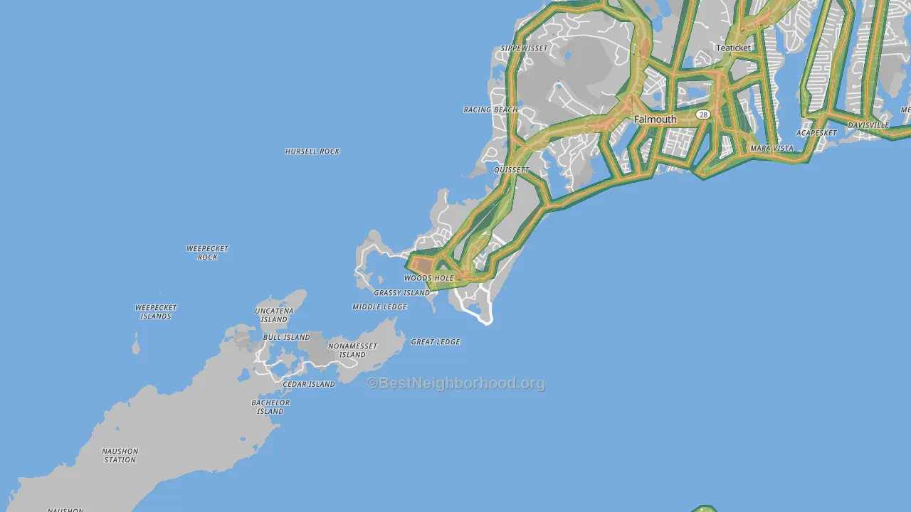 02543, MA Map of Noise Levels in 02543