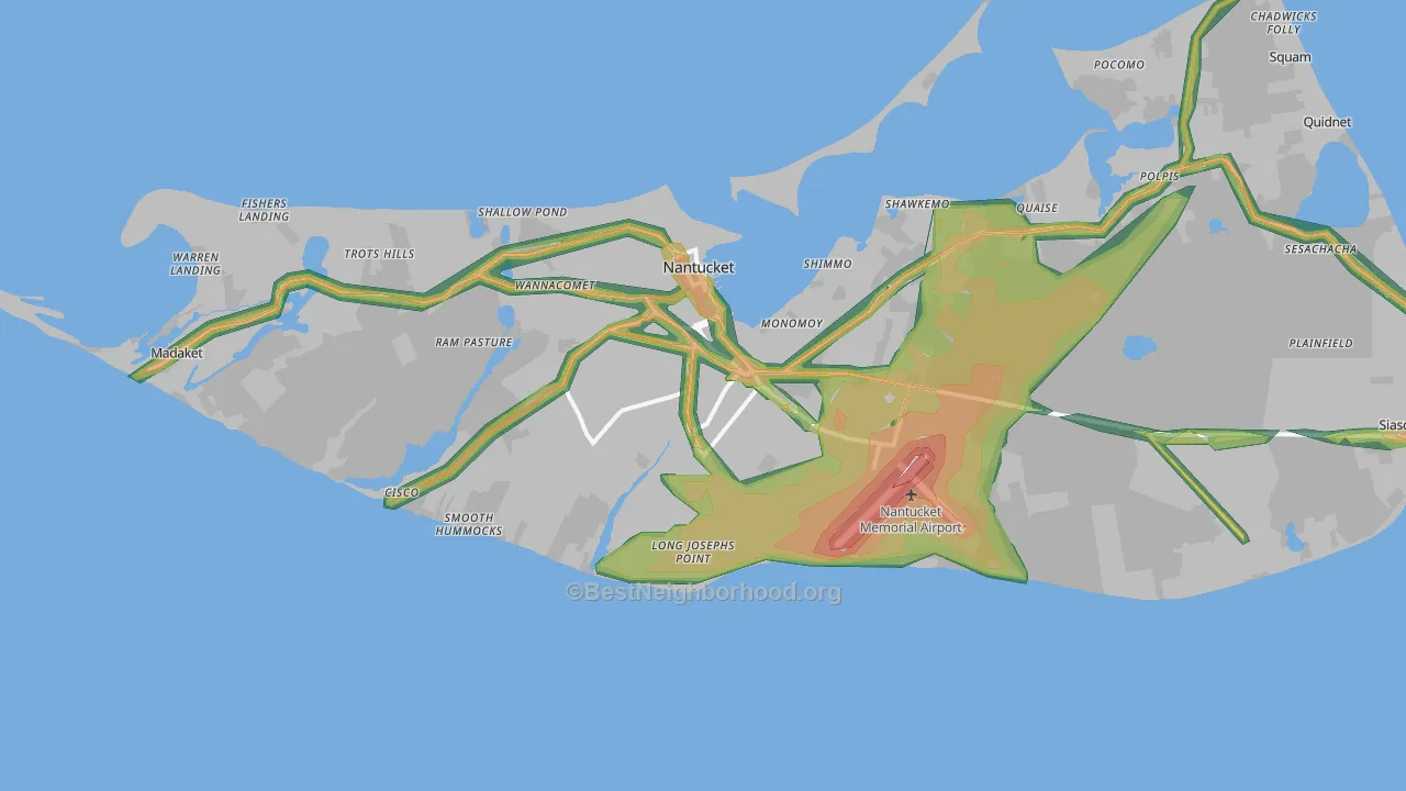 02554, MA Map of Noise Levels in 02554