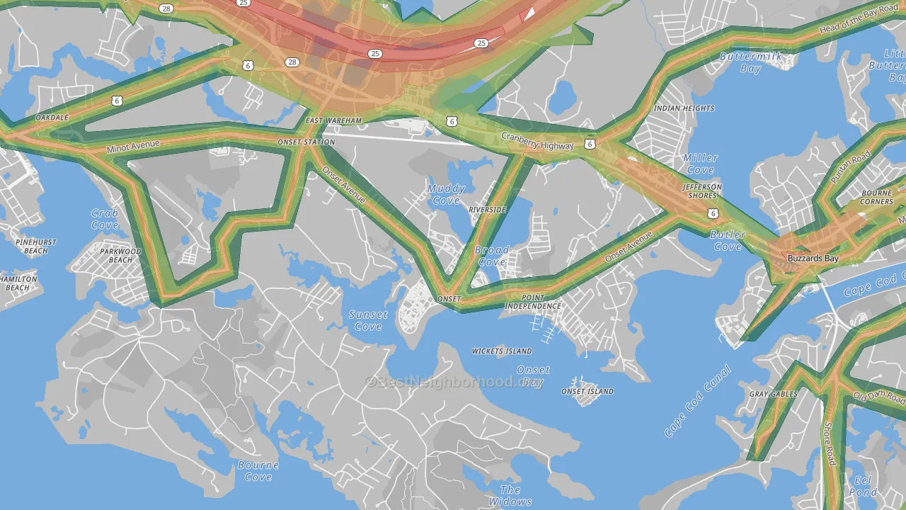 02558, MA Map of Noise Levels in 02558