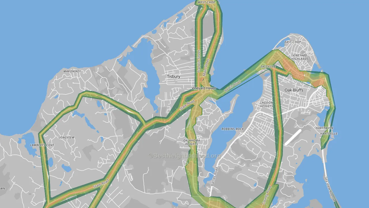 02568, MA Map of Noise Levels in 02568