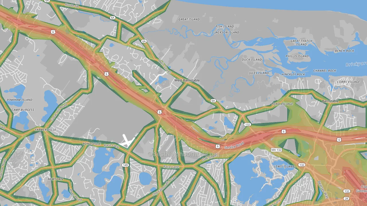 02668, MA Map of Noise Levels in 02668
