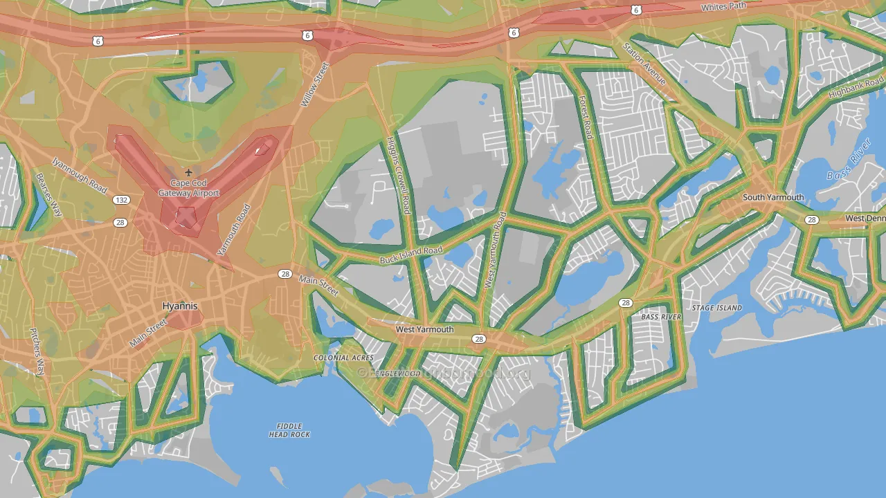 02673, MA Map of Noise Levels in 02673