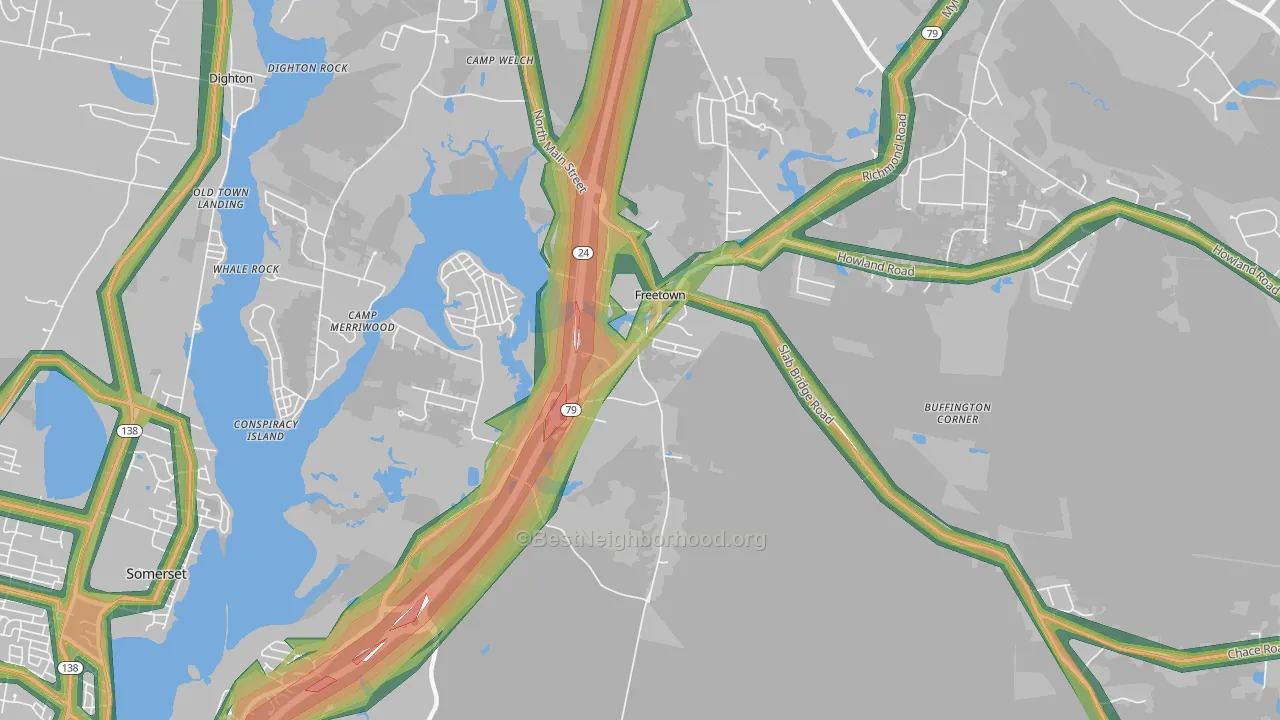 02702, MA Map of Noise Levels in 02702