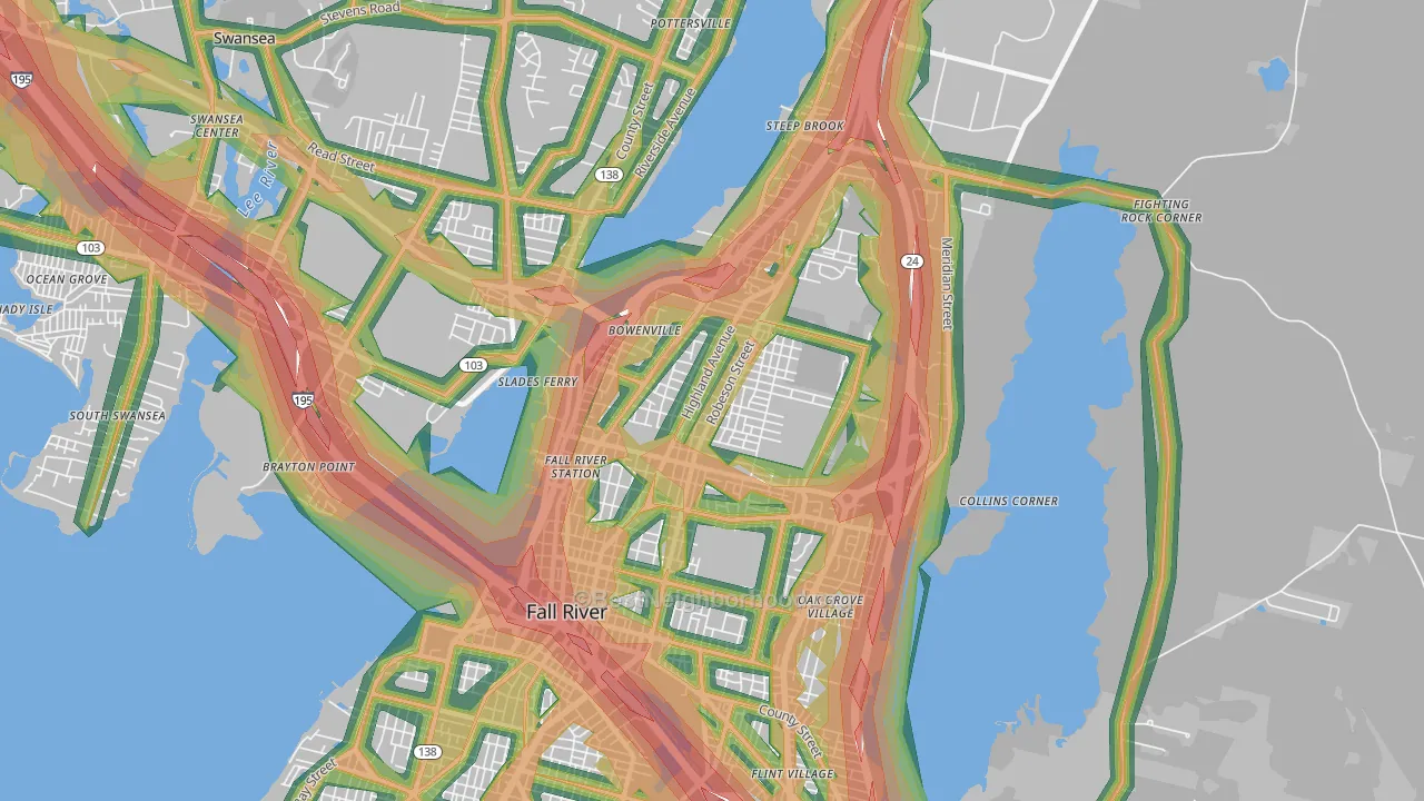 02720, MA Map of Noise Levels in 02720