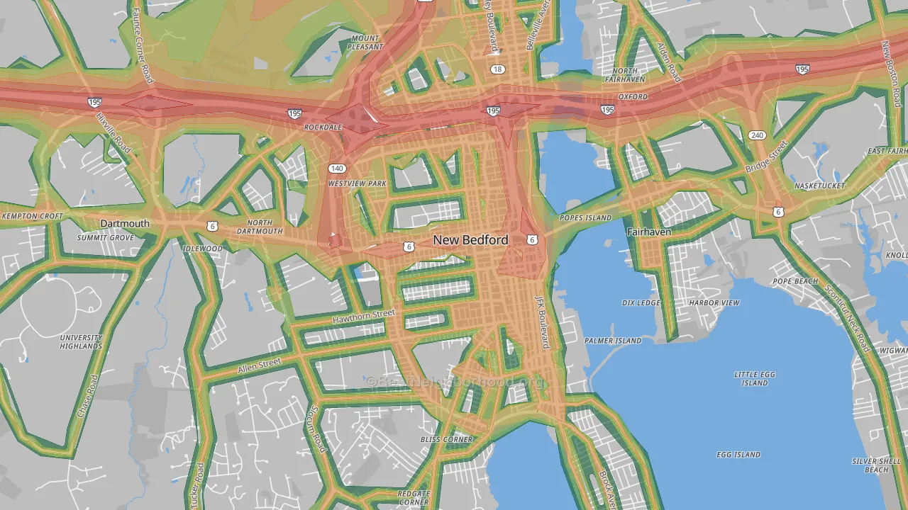 02740, MA Map of Noise Levels in 02740