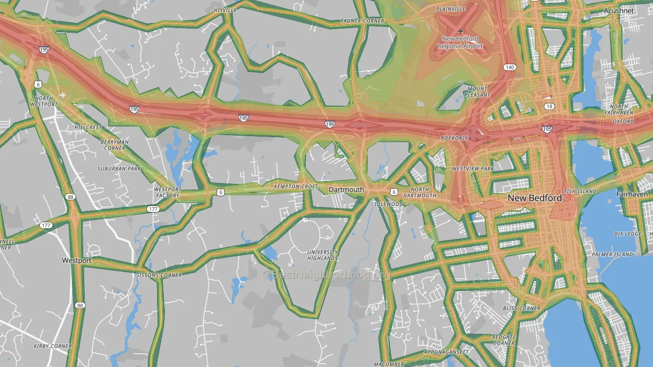 02747, MA Map of Noise Levels in 02747