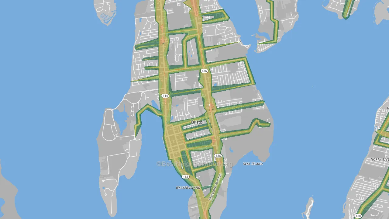 02809, RI Map of Noise Levels in 02809