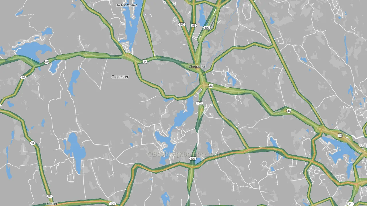 02814, RI Map of Noise Levels in 02814
