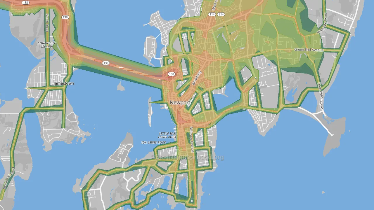 02840, RI Map of Noise Levels in 02840