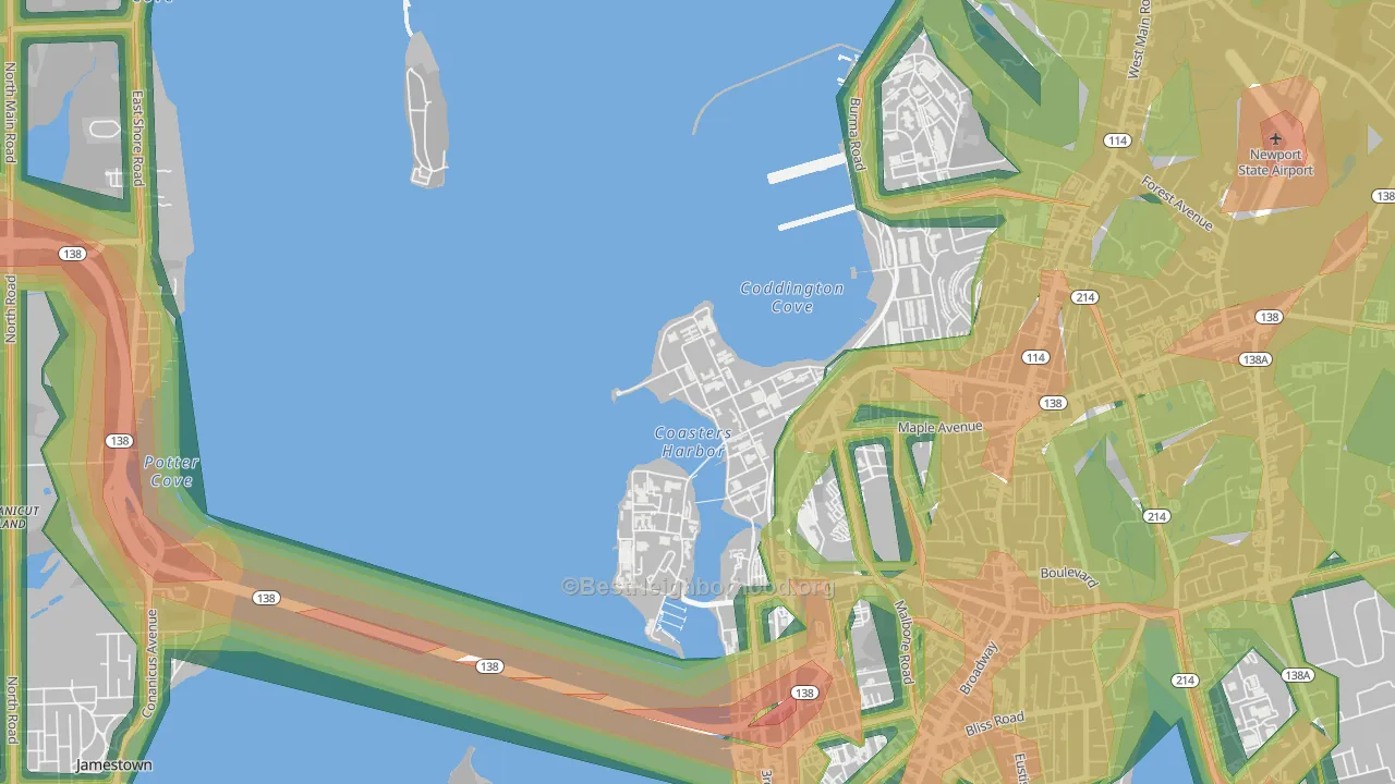 02841, RI Map of Noise Levels in 02841