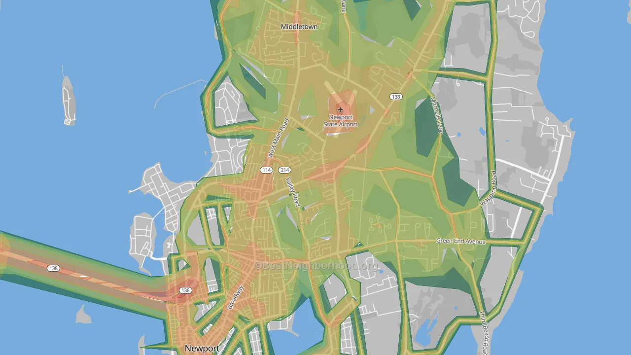 02842, RI Map of Noise Levels in 02842