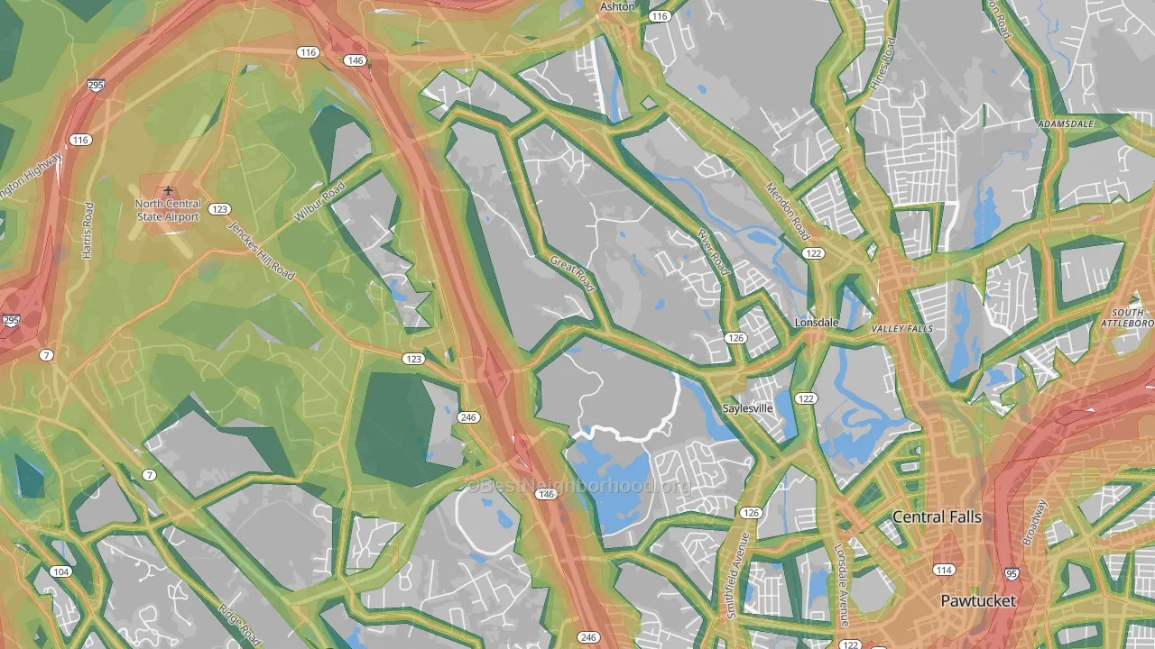 02865, RI Map of Noise Levels in 02865