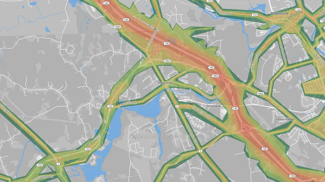02876, RI Map of Noise Levels in 02876