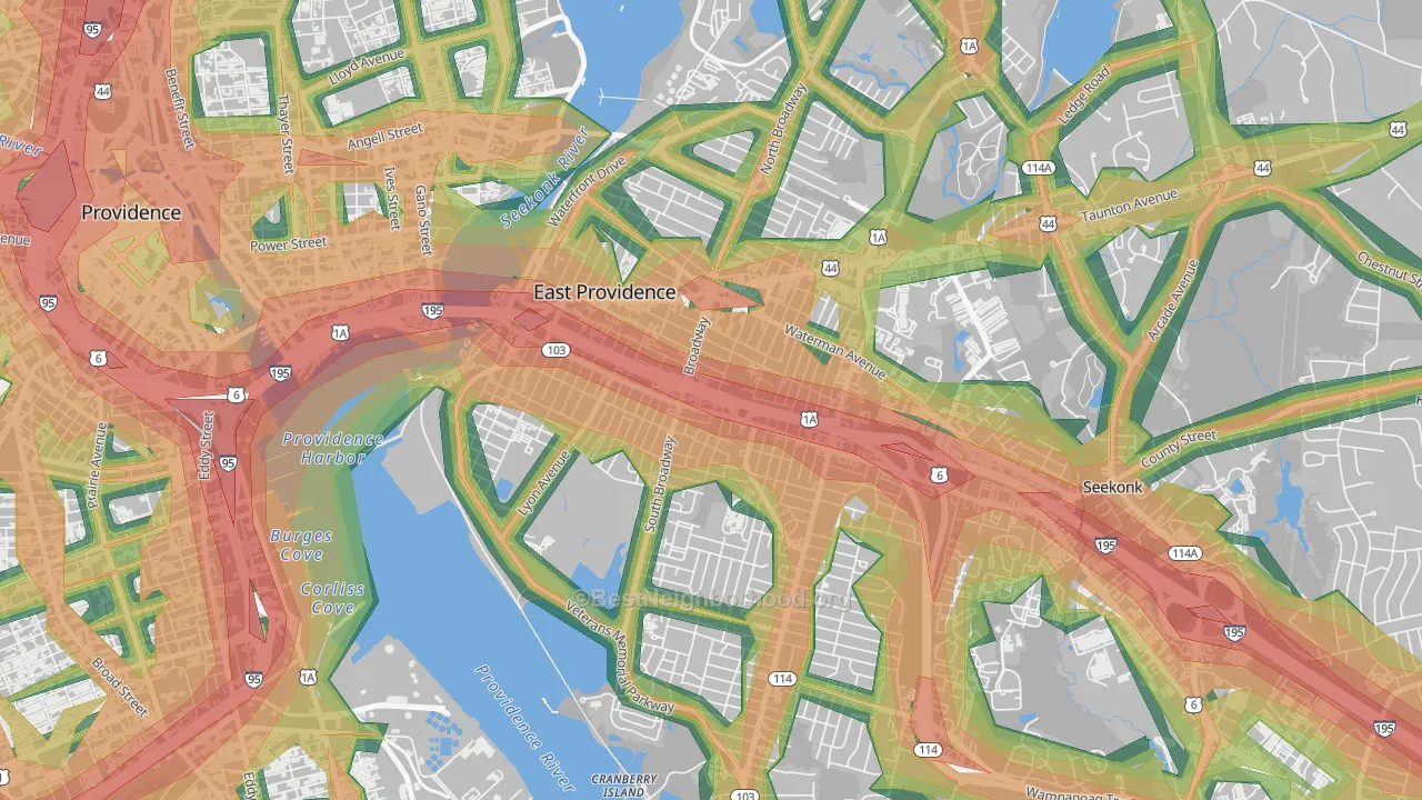 02914, RI Map of Noise Levels in 02914
