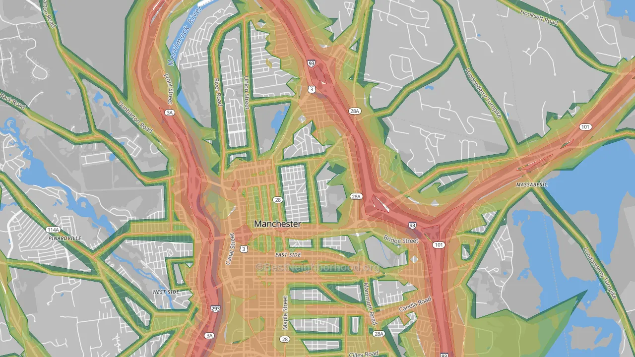 03104, NH Map of Noise Levels in 03104