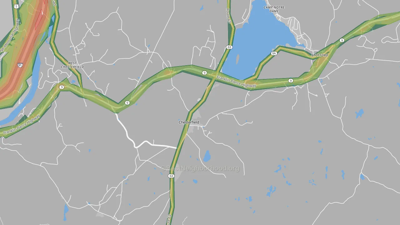 03443, NH Map of Noise Levels in 03443