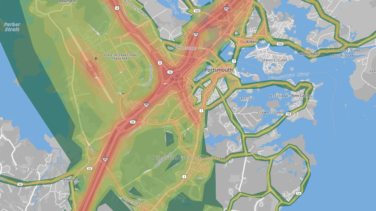 03801, NH Map of Noise Levels in 03801
