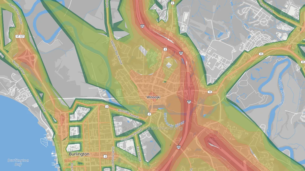 05404, VT Map of Noise Levels in 05404